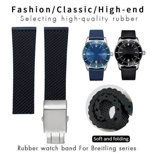 Bracelet de montre tressé en caoutchouc de Silicone, 19mm 20mm 21mm 22mm 23mm 24mm, pour Breitling Avenger Superocean Heritage Longines