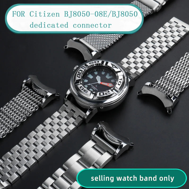 Cinturino in acciaio inossidabile di alta qualità modificato con connettore a maglie speciali per orologio da uomo Citizen BJ8050-08E/BJ8050