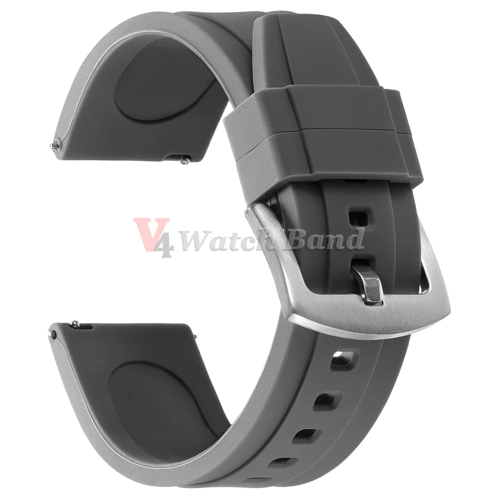 Bracelet de montre sport en silicone souple noir, marron, orange, bleu – Bracelets de 20 mm et 22 mm à libération rapide en caoutchouc de silicone