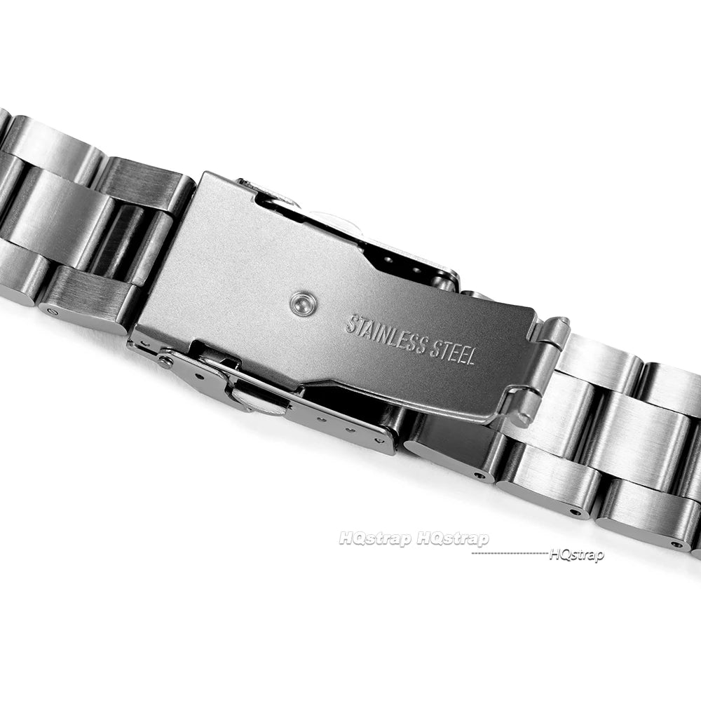 Bracelet de montre entièrement en acier inoxydable, 20mm 22mm 24mm 26mm 28mm, pour plongée aux huîtres, ceinture de montre universelle à extrémité plate