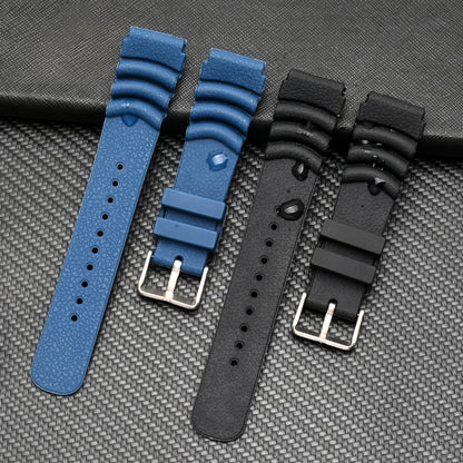 Cinturino per immersioni in silicone 22 mm 20 mm 24 mm per Seiko 5/SKX007/Turtle/Samurai – Cinturino per orologio impermeabile nero e blu con fibbia ad ardiglione