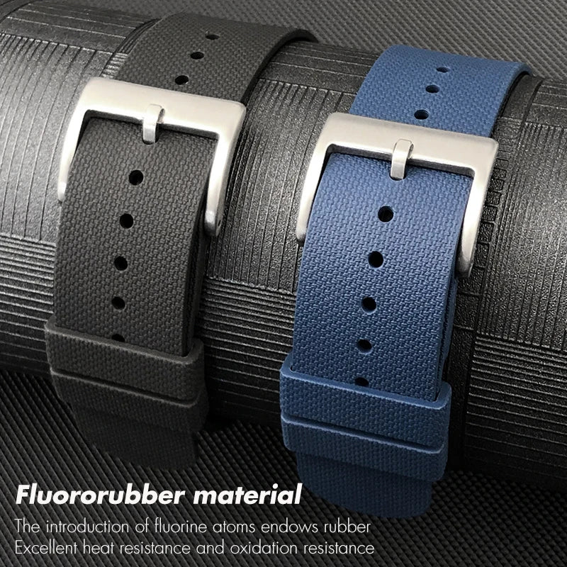 Bracelet de montre en caoutchouc fluoré souple FKM, 19mm 20mm, pour Omega Seamaster IWC Pilot Tudor Black Bay marron vert bleu gris
