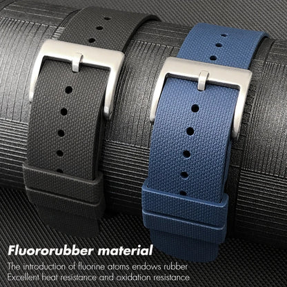 Bracelet de montre en caoutchouc fluoré souple FKM, 19mm 20mm, pour Omega Seamaster IWC Pilot Tudor Black Bay marron vert bleu gris
