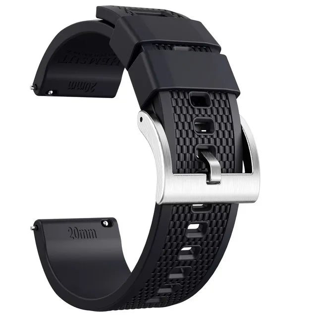 Hemsut Silicone Smart Watch Band, 18mm 20mm 22mm, Quick Release Rubber Watch Strap for Men and Women, Soft Replacement