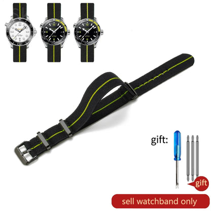 Retro Parachute Nylon Watch Strap for Rolex Tudor Biwan Omega Heuer IWC Men High-Density Knit 18 20 22mm Replacement Accessories