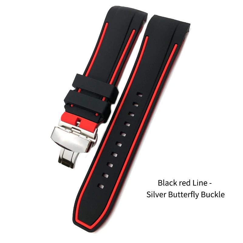 Bracelet de montre en caoutchouc naturel à extrémité incurvée de 23mm, pour Blancpain five Fathoms 5000 5015, en Silicone souple, noir, étanche