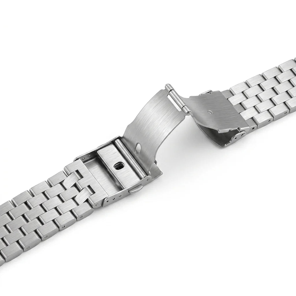 Solid Stainless Steel Watch Bracelet for Men and Women, 18mm 20mm 22mm 24mm, Silver Brushed Metal Accessories