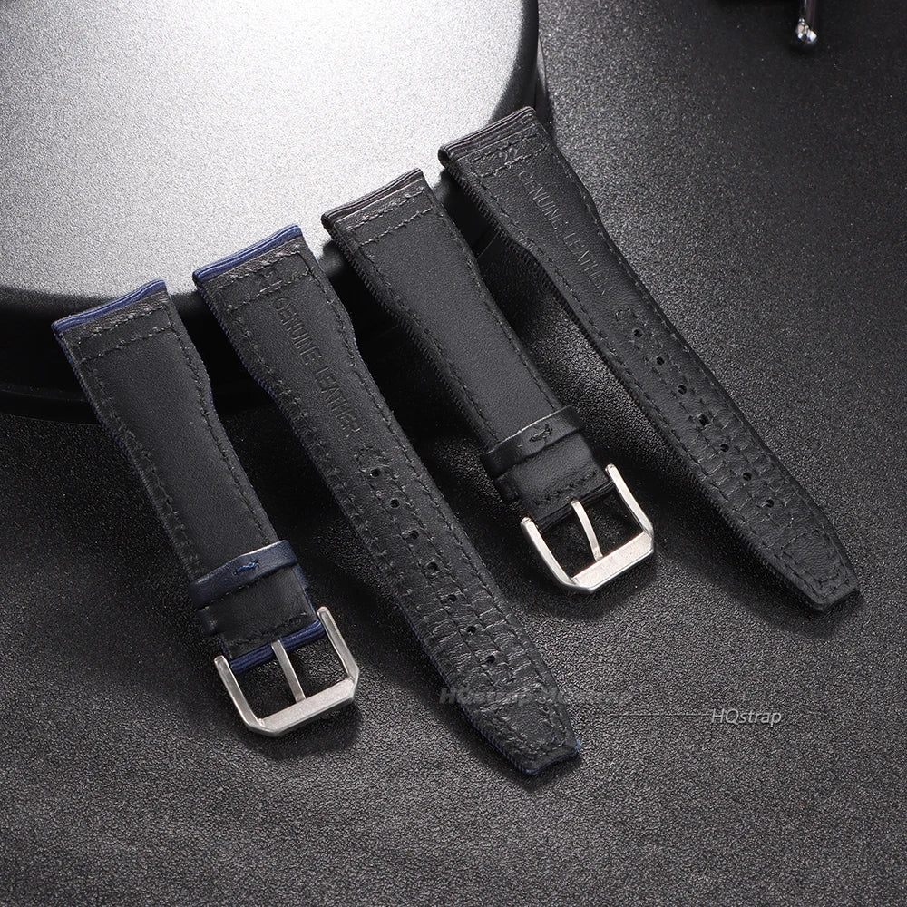 Bracelet de montre en toile de Nylon, 20mm 21mm 22mm, pour pilote IWC, ceinture de poignet en cuir pour femmes et hommes, noir, vert armée, bracelet en cuir de vache bleu