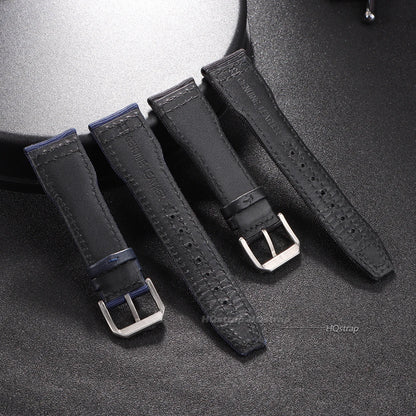 Bracelet de montre en toile de Nylon, 20mm 21mm 22mm, pour pilote IWC, ceinture de poignet en cuir pour femmes et hommes, noir, vert armée, bracelet en cuir de vache bleu