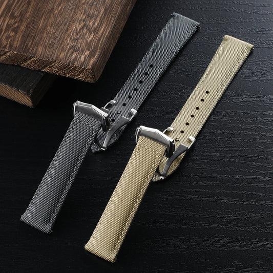 Cinturino per orologio in tessuto a vela deployante 20mm 22mm Cinturino per orologio in Nylon impermeabile a doppia faccia a sgancio rapido con fibbia pieghevole per Omega