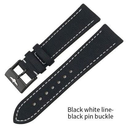 Bracelet de montre en cuir et nylon épais de qualité, 21mm 22mm, pour Breitling Avenger CHRONOMAT NAVITIMER SUPEROCEAN, bracelet de montre à fond jaune