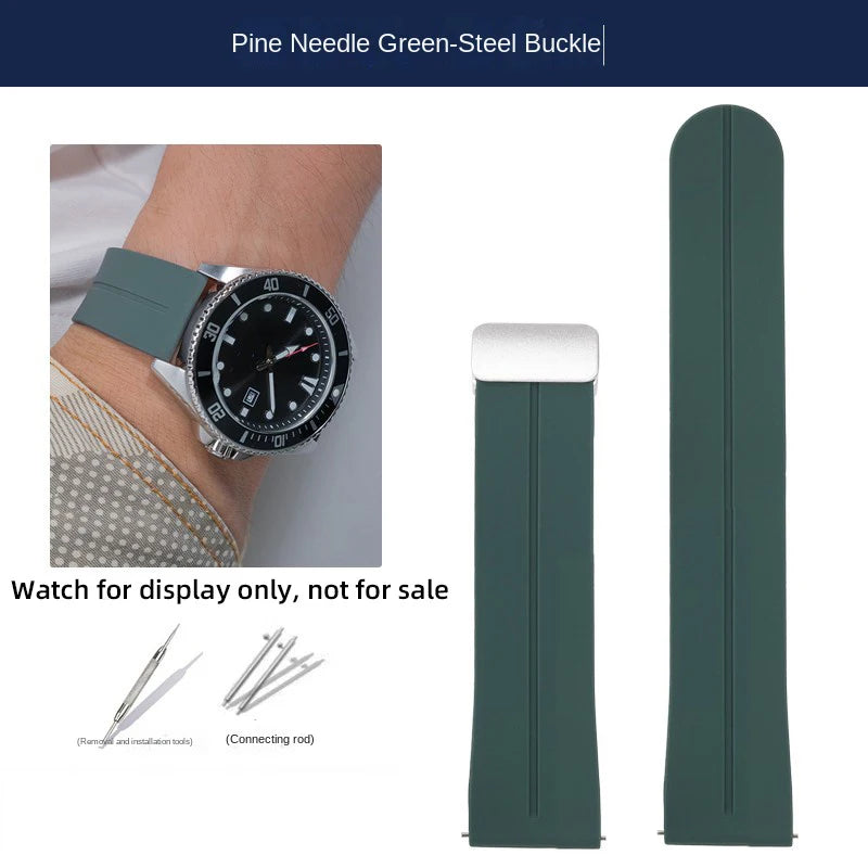 22mm Soft Silicone Watch Band for Casio Marlin MDV-106 Duro MDv106 MTP-1374 1375 EFS-S510 EFV-540, Magnetic Folding Buckle