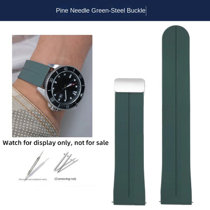 22mm Soft Silicone Watch Band for Casio Marlin MDV-106 Duro MDv106 MTP-1374 1375 EFS-S510 EFV-540, Magnetic Folding Buckle
