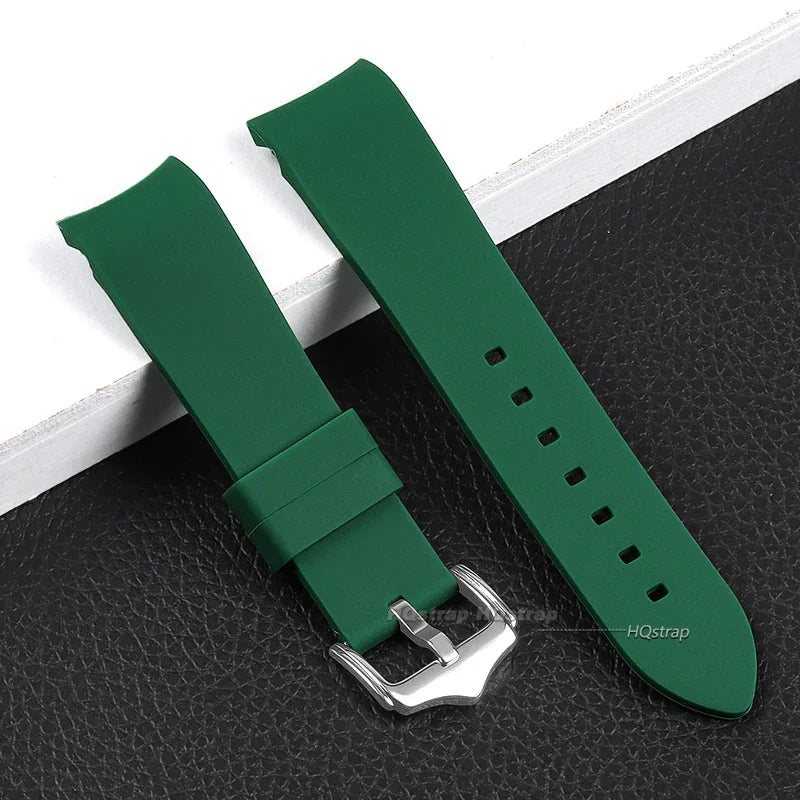 Bracelet en caoutchouc à extrémité incurvée, 20mm 22mm, en Silicone, pour Seiko, Bracelet de Sport étanche pour Rolex, haute qualité
