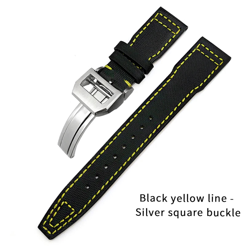 Bracelet de montre en cuir de Nylon 20mm 21mm 22mm pour montres IWC Big Pilot PORTOFINO IW3777 bracelet de montre en cuir de vache bleu vert noir rouge