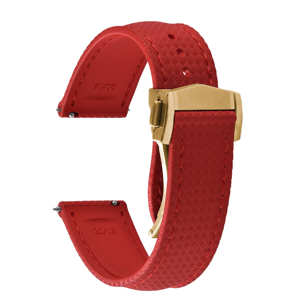 FKM Waterproof Rubber Watch Band Quick Release Deployment Clasp Straps 20mm 22mm Universal Watch Bracelet