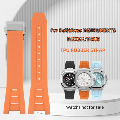 Nouveau Bracelet Ruuber en TPU pour Bell Ross INSTRUMENTS BRX5/BR05 Bracelet de montre 25mm pour Bracelet étanche Bell & Ross noir Orange bleu