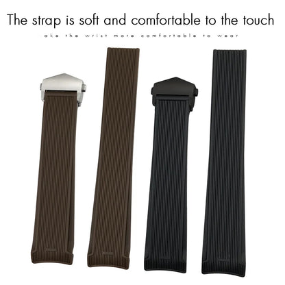 Natural rubber and silicone watch strap, 20mm 22mm, suitable for Tag Heuer CARRERA AQUARACER 300, Diving strap, black and brown