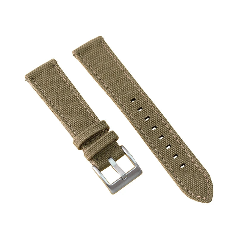 20mm 22mm Quick Release Canvas Watch Strap - Black Khaki