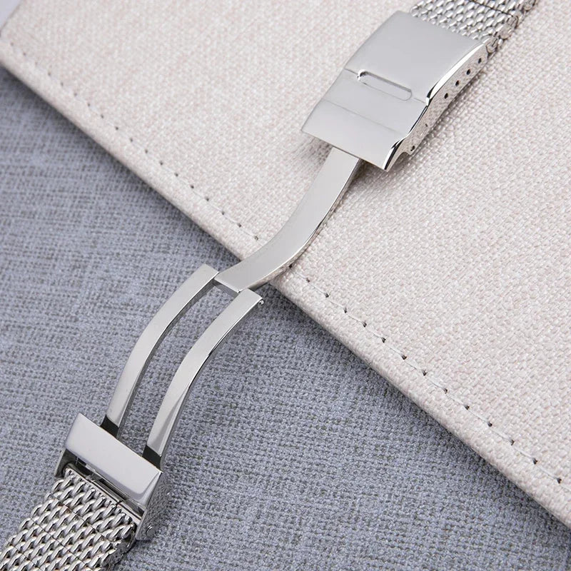 22mm Quality 316L Stainless Steel Woven Mesh Watchband, for Breitling/Omega/IWC/Tudor, Solid Metal Watch Bracelet AB2010
