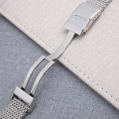 22mm Quality 316L Stainless Steel Woven Mesh Watchband, for Breitling/Omega/IWC/Tudor, Solid Metal Watch Bracelet AB2010