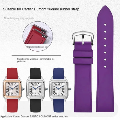 Premium Quality Cartier Dumont Replacement Watch Strap - Fluoroelastomer Rubber Quick Release Medium Large for Women