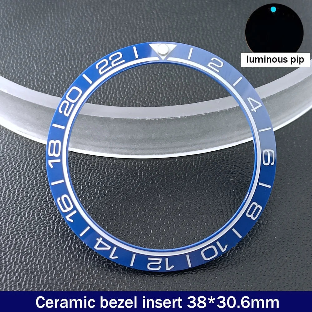 38mm x 30.6mm Sloped Ceramic Bezel GMT and Diving Watch Insert for 40mm Men's Watch Replacement Watch Bezel Inserts