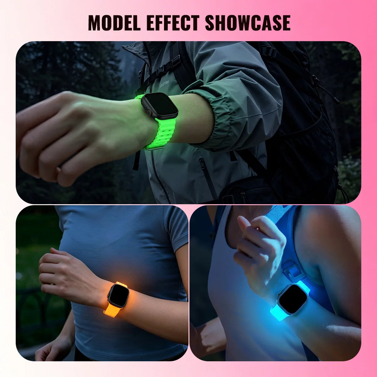 Cinturino per orologio in silicone luminoso Ocean Element compatibile con Apple Watch Ultra/Series 1-11/SE 38/40/41/42/44/45/46/49MM