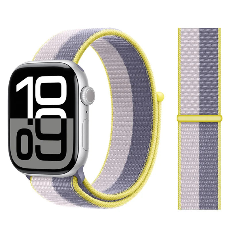 适用于 Apple Watch 46mm 44mm 45mm 40mm 41mm 42mm 的尼龙回环表带，适配 iWatch 系列 11 10 9 SE 8 7 6 5 4 Ultra 3 2 49mm