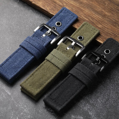 Cinturino per orologio in tela spessa, fatto a mano, robusto, 20 22 24MM, catena per orologio morbida e impermeabile, blu nero verde, cinturino indossabile per uomo