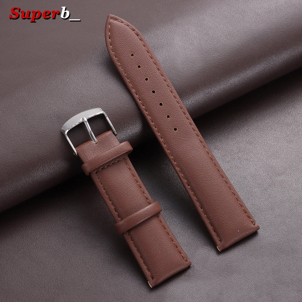 Bracelet de montre de remplacement en PU souple de 14 mm, 16 mm, 18 mm, 20 mm, 22 mm, 24 mm, bracelet de montre décontracté pour homme avec boucle en acier inoxydable