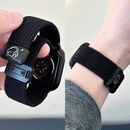 Bracelet en nylon tressé Music Dog avec boucle magnétique pour Apple Watch 42 46 40mm 45mm 41mm 44mm 49mm iWatch 7 4 3 5 6 8 9 10 Ultra