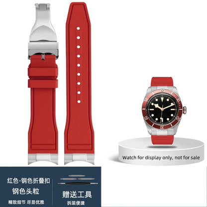 FKM – Cinturino in gomma 316L, maglia terminale curva in acciaio inossidabile 20/21/22mm per Tudor Black Bay M79363 M7939G1, adattatore in metallo, connettore 41mm