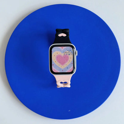 Nouveau bracelet de montre en silicone en forme de cœur pour Apple Watch S11 S10 S9 S8 7 6 5 4, bracelet respirant pour femmes, compatible avec iWatch Series 49 46 45 44 43 42 mm