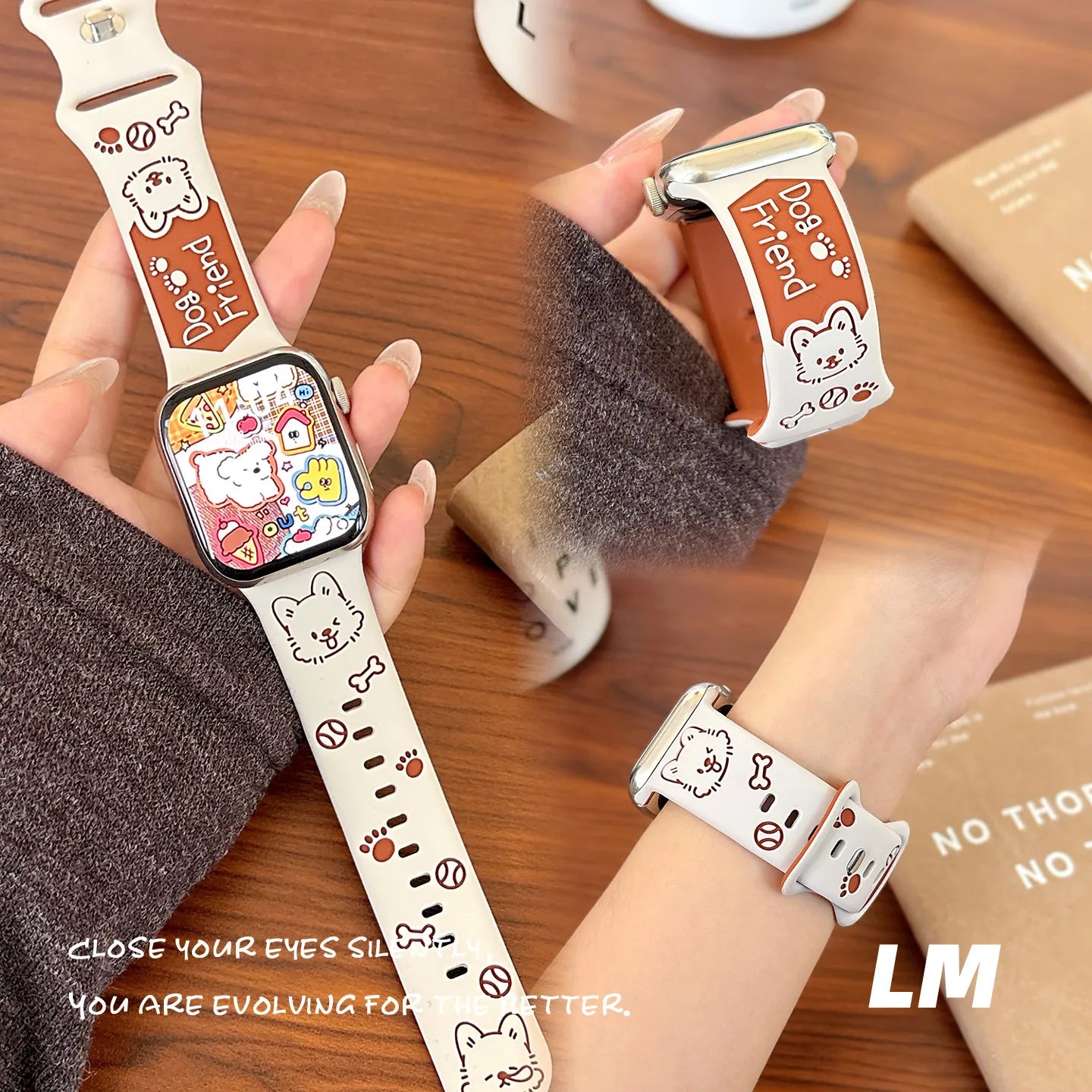 Cute Puppy Bracelet for Apple Watch S11 S10 S9 Ultra 2 3 | Breathable Silicone Couple Strap Compatible with iWatch 49 46 45 44 42 40 38mm