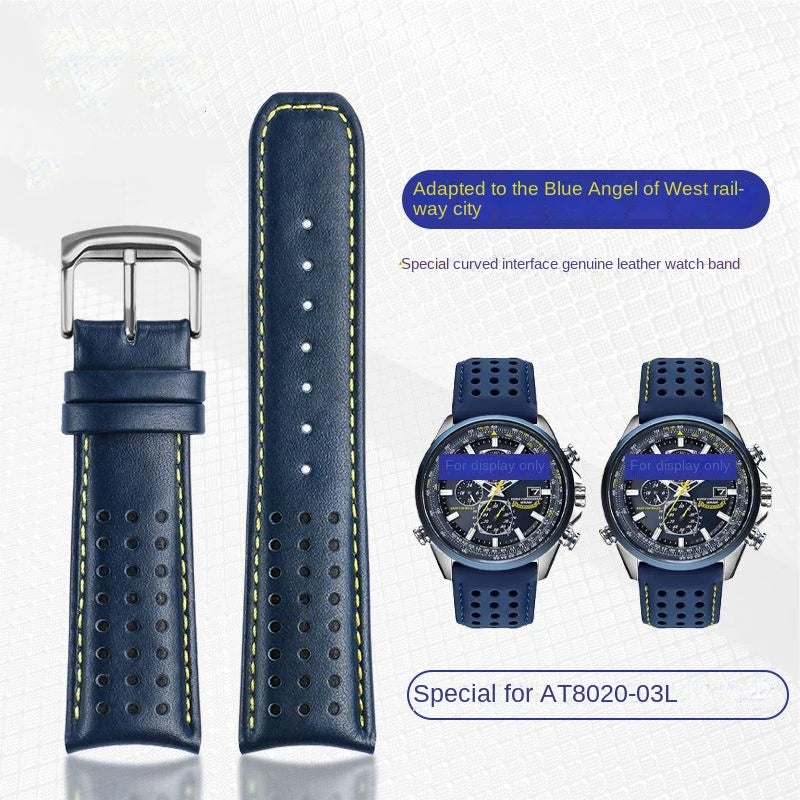 Cinturino 22mm 23mm in pelle bovina per Citizen Blue Angel AT8020-54L JY8078 AT8020-03L 54L, estremità curva, da uomo, per orologio