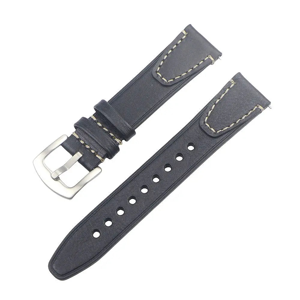 Cinturino per orologio in pelle retrò fatto a mano, cinturino a sgancio rapido, struttura in acciaio inossidabile, 18mm, 20mm, 22mm