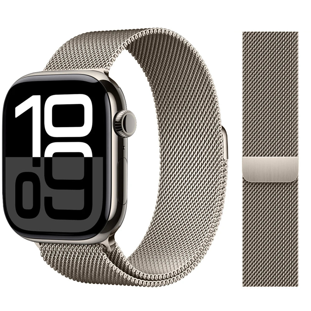 Apple Watch 米兰尼斯表带，46mm 44mm 45mm 40mm 42mm 41mm，适配 iWatch 系列 11 10 9 8 SE 7 6 Ultra 3 2