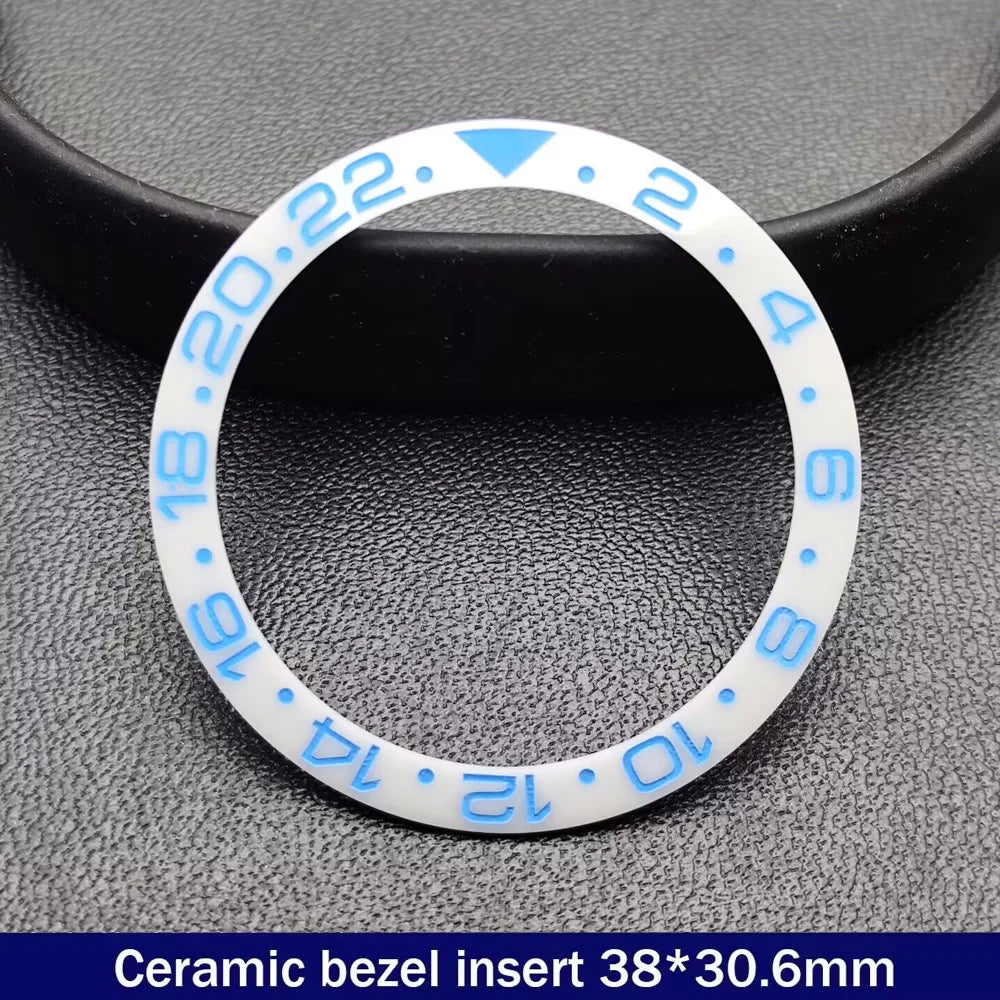 38mm x 30.6mm Sloped Ceramic Bezel GMT and Diving Watch Insert for 40mm Men's Watch Replacement Watch Bezel Inserts