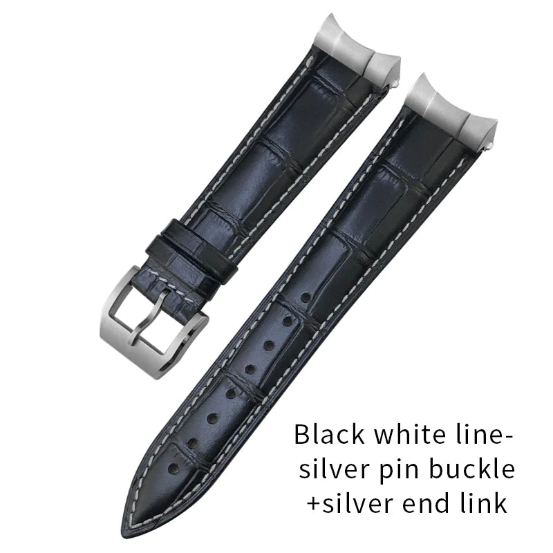 Curved End Genuine Leather Watch Strap, Crocodile Pattern Cowhide Metal Link for Tudor Black Bay 1958 20mm 22mm, Watch Band Tools