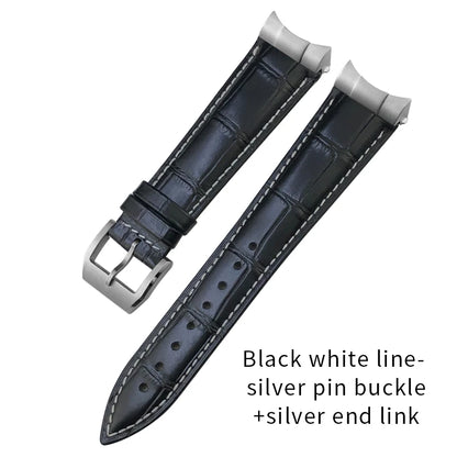 Curved End Genuine Leather Watch Strap, Crocodile Pattern Cowhide Metal Link for Tudor Black Bay 1958 20mm 22mm, Watch Band Tools