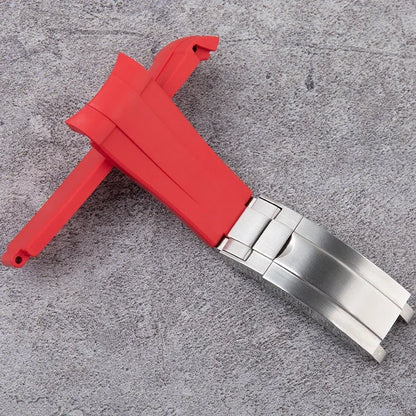 FKM Fluororubber Watch Strap, Natural Rubber, 21mm, Accessories for Rolex 41mm Submariner Explorer 216570, Deployant Buckle.