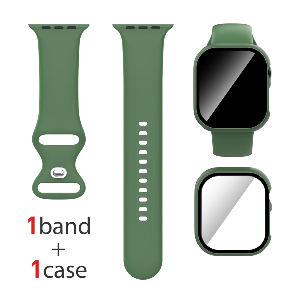 Lot de 2, pour Apple Watch : Étui + Bracelet + Protection d'écran compatible S1-S11/SE 38/40/41/Series 10-11 42mm/42/44/45/46/49mm