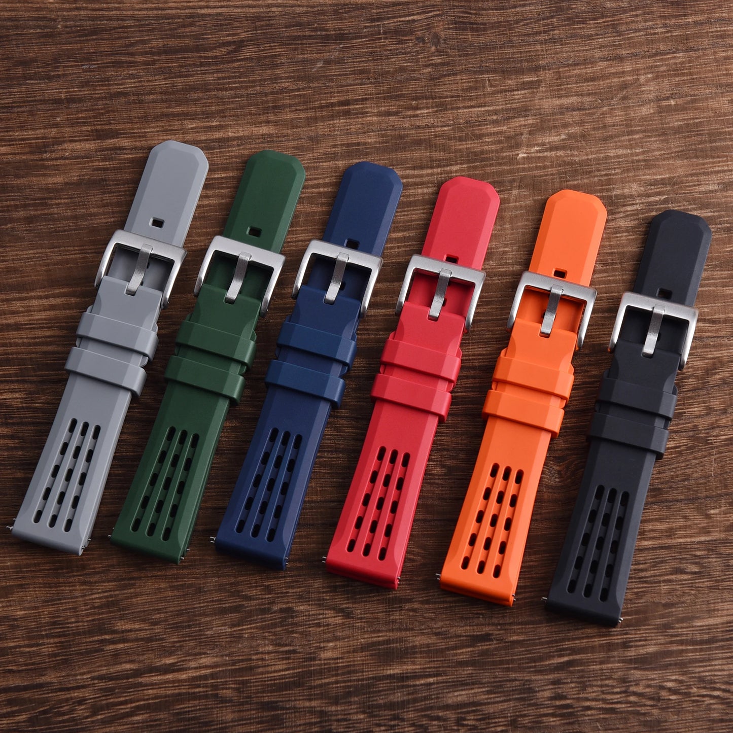 Bracelet de montre en caoutchouc fluoré à dégagement rapide, structure poreuse de qualité supérieure, bracelet de montre de remplacement, 20mm, 22mm, FPM, FKM