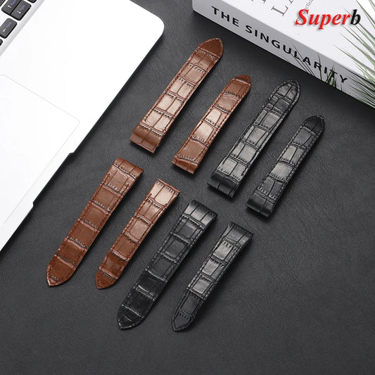 High Quality Cowhide Leather Watch Strap, 20mm 23mm, for Cartier Santos 100 for Men and Women, Waterproof Folding Buckle Strap