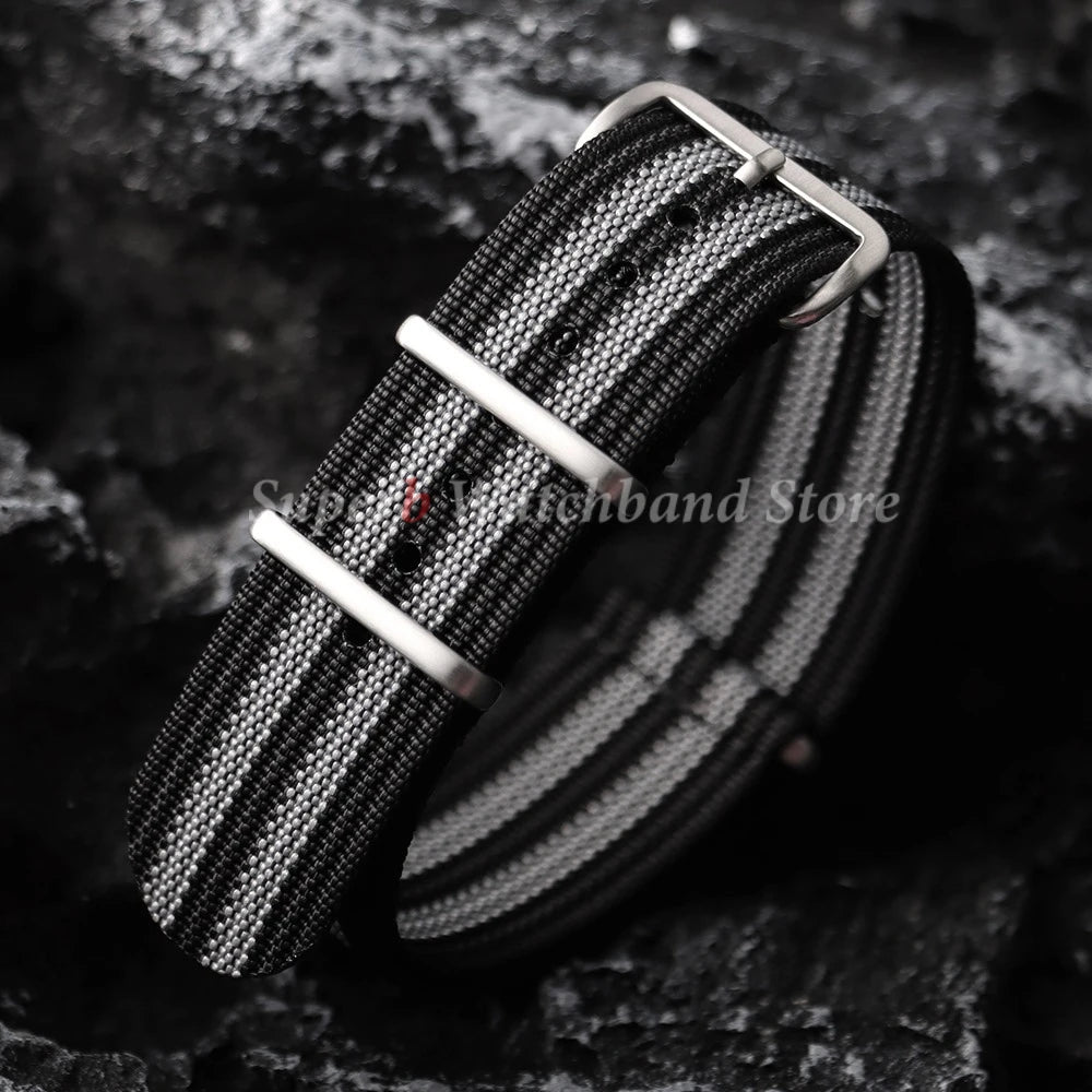 18mm 19mm 20mm 22mm New Ribbed Nylon Watch Strap Green Black Military Watchband for Seiko Army Sport Replacement Belt Strap
