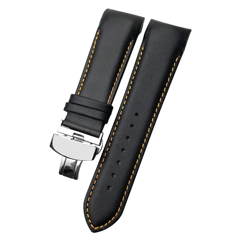Cinturino per orologio in vera pelle 22mm 23mm 24mm adatto per Tissot T 035617 T035 cinturino in pelle di vacchetta nera fibbia deployante uomo