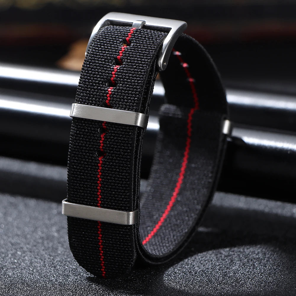 Washable Elastic Nylon Watch Strap for IWC Tissot 60s French Troops Parachute Bag, 18mm 20mm 22mm, Outdoor Sports Bracelet
