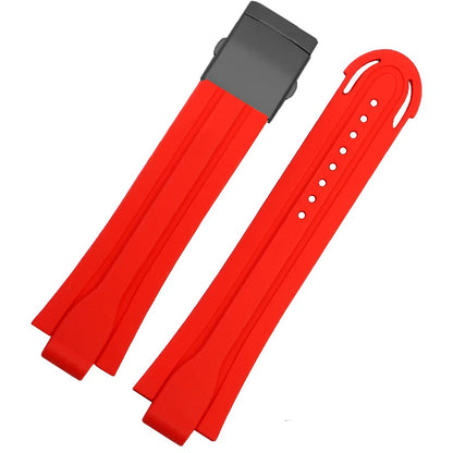Rubber and silicone watch strap for diving sports, watch band, raised mouth, stainless steel, has a clasp, ORIS 7730 and 7740 series, 24x12mm