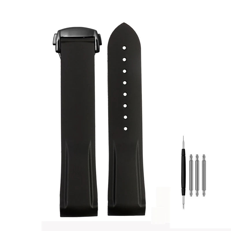 Cinturino per orologio da uomo in gomma e silicone, fibbia pieghevole, estremità curva, per Omega Seam84300 Speedmaster, 20 mm 21 mm 22 mm
